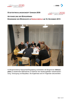 Workshop in Nassachtal/Diegelsberg am 16.11.2015