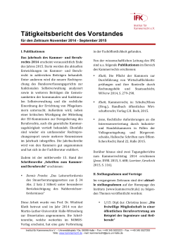 Tätigkeitsbericht 2015 - Institut für Kammerrecht
