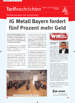 Tarifnachrichten IG Metall Bayern fordert fünf Prozent mehr Geld