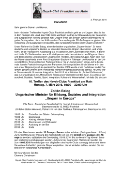 Einladung Hayek-Club Frankfurt - 07.03.2016
