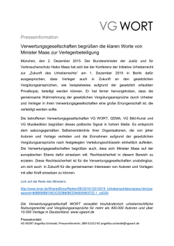 Klare Worte von Minister Maas zur Verlegerbeteiligung