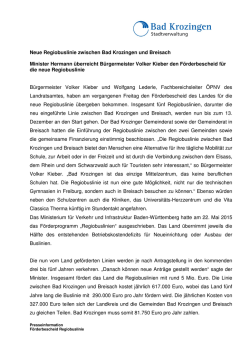 Neue Regiobuslinie zwischen Bad Krozingen und Breisach Minister