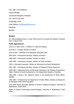 Hon. Calle. H.G.Schlettwein Finance Minister, Government Republic