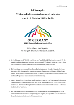 Declaration of the G7 Health Ministers