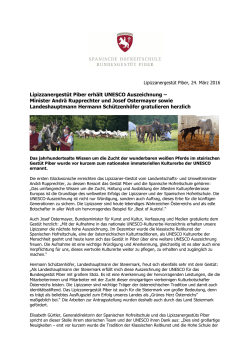 Lipizzanergestüt Piber erhält UNESCO Auszeichnung – Minister