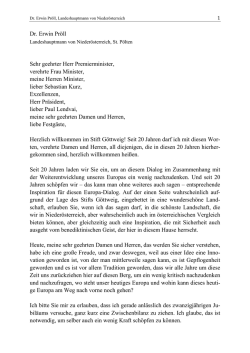 Dr. Erwin Pröll Sehr geehrter Herr Premierminister, verehrte Frau