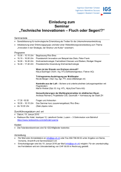 Einladung zum Seminar „Technische Innovationen – Fluch