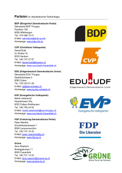 Parteien (in Alphabetischer Reihenfolge) BDP (Bürgerlich