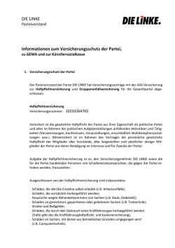Informationen zum Versicherungsschutz der PDS, zu GEMA und zur