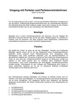 Umgang mit Parteien und ParteienvertreterInnen