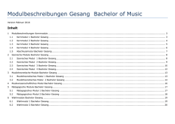Modulbeschreibungen Gesang Bachelor of Music