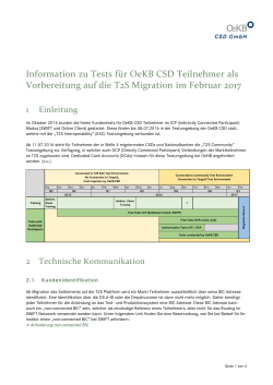 Information zu Tests für OeKB CSD Teilnehmer als Vorbereitung auf