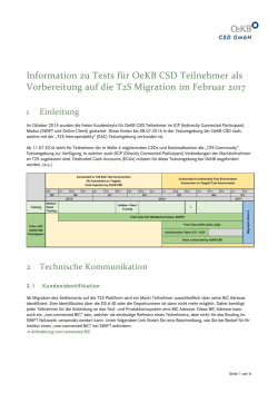 Information zu Tests f&uuml;r OeKB CSD Teilnehmer als Vorbereitung auf