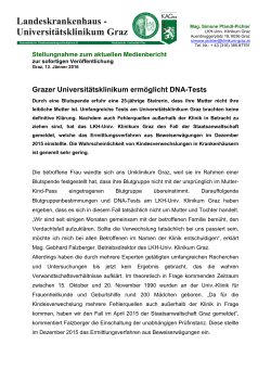 Grazer Universit&auml;tsklinikum erm&ouml;glicht DNA