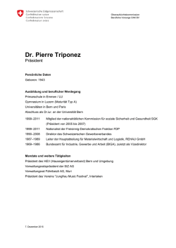 Dr. Pierre Triponez - Oberaufsichtskommission Berufliche Vorsorge