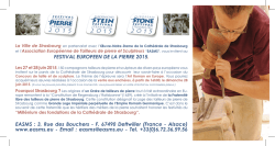 FESTIVAL EUROPEEN DE LA PIERRE 2015. EASMS : 3, Rue des