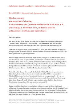 Glaubenszeugnis von Jean-Pierre Schneider, Caritas
