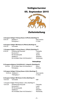 Voltigierturnier 05. September 2015 Zeiteinteilung