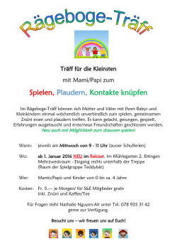 Flyer Rägeboge-Träff - Schule und Elternhaus Schweiz