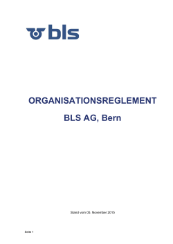 ORGANISATIONSREGLEMENT BLS AG, Bern