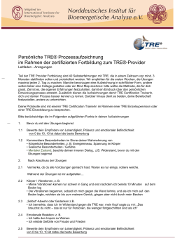 Persönliche TRE® Prozessaufzeichnung im Rahmen der