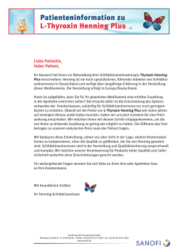 Patienteninformation zu L-Thyroxin Henning Plus