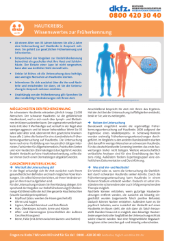 Informationsblatt "Hautkrebs