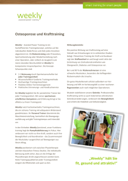 Osteoporose und Krafttraining „Weekly“ hält Sie fit, gesund und