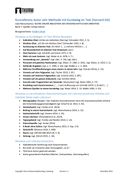 Kurzreferenz Autor-Jahr Methode mit Kurzbeleg im Text (Harvard
