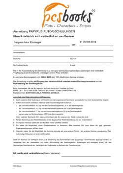 Anmeldung PAPYRUS AUTOR-SCHULUNGEN
