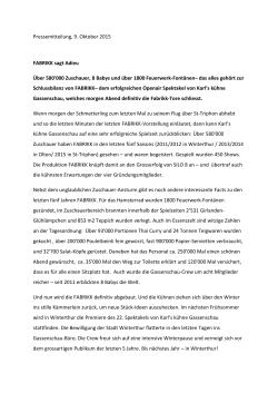 Pressemitteilung, 9. Oktober 2015 FABRIKK sagt Adieu Über 580