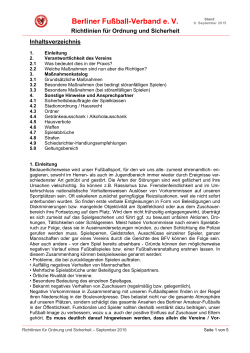 BFV-Richtlinien für Ordnung und Sicherheit