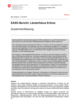 EASO Bericht: L&auml;nderfokus Eritrea