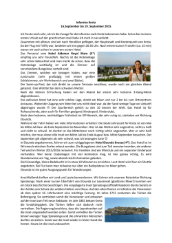 Inforeise Kreta 16.September bis 19. September 2015 Ich freute