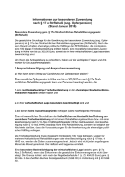 Informationen zur besonderen Zuwendung nach &sect; 17a &ndash; Opferpension
