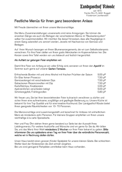 Festliche Men&uuml;s f&uuml;r Ihren ganz besonderen Anlass