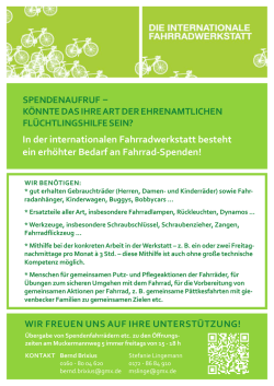 In der internationalen Fahrradwerkstatt besteht ein erh&ouml;hter Bedarf