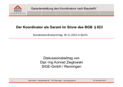 Vortrag "Der Koordinator als Garant im Sinne des BGB § 823"