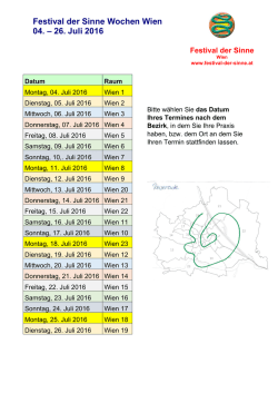 Festival der Sinne Wochen Wien 04. &ndash; 26. Juli 2016