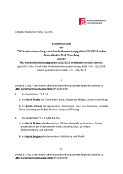 Kundmachung der TBC-Sonderuntersuchungs