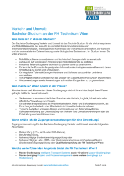Verkehr und Umwelt: Bachelor-Studium an der FH Technikum Wien