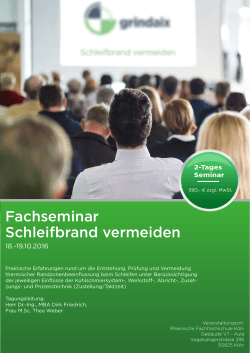 Fachseminar Schleifbrand vermeiden