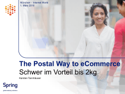 The Postal Way to eCommerce Schwer im Vorteil bis