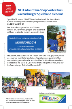 NEU: Mountain-Shop Vorteil fürs Ravensburger Spieleland sichern!