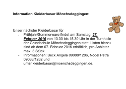 Informationen n&auml;chster Basar