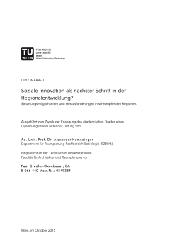 Diplomarbeit &bdquo;Soziale Innovation als n&auml;chster Schritt in der