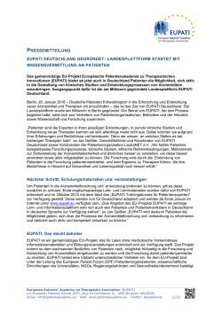 Gr&uuml;ndung EUPATI Deutschland - Leuk&auml;miehilfe RHEIN