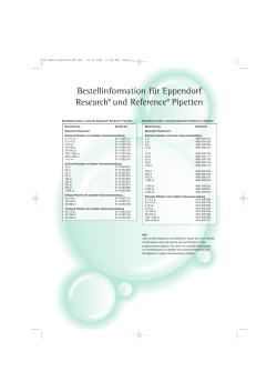 Bestellinformation für Eppendorf Research® und Reference® Pipetten