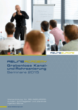 Grabenlose Kanal- und Rohrsanierung Seminare 2015