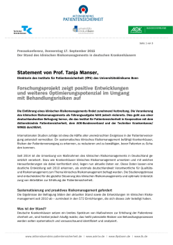 Statement Prof. Tanja Manser
